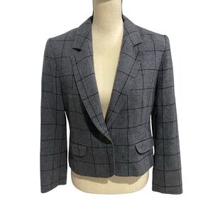 Pendleton Plaid Wool Blazer Sz 12 Petite Gray Plaid